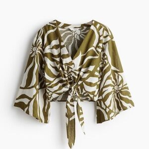 H&M linen blend cropped blouse